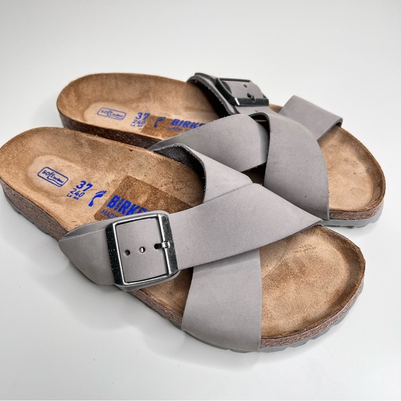 BIRKENSTOCK Siena Soft Footbed Nubuck Leather Dove Gray Size 37 EU 6 - 6.5 US - Picture 3 of 13